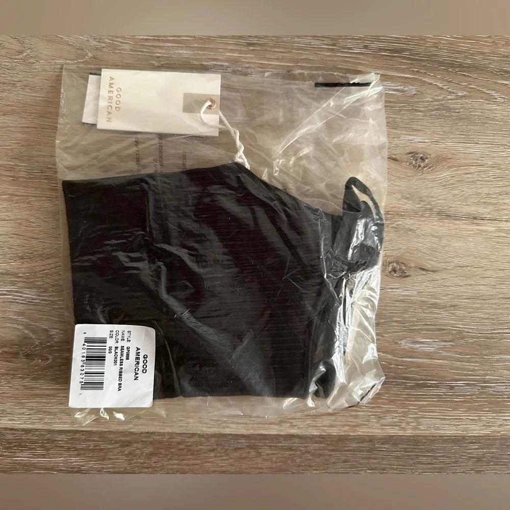 GOOD AMERICAN Seamless Ribbed Lounge Stretch Tank Bra Thick Strap SIZE XS 0 Fit - Picture 2 of 5